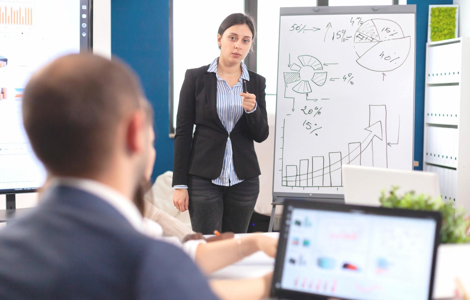 Interactive learning environment with students collaborating on financial planning exercises